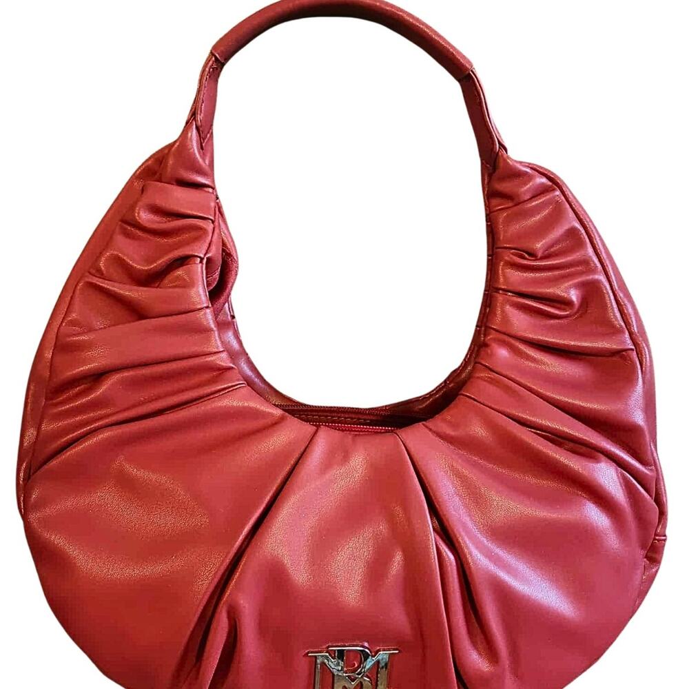 Badgley Mischka Red Ruched Handbag – Bold, Chic & Brand New!